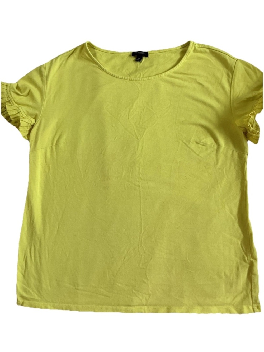 Talbots Lemon Short-Sleeve Tee with Ruffle Sleeves